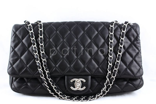 Chanel Black 14in. Coco Rain Jumbo XL Maxi Classic Flap Bag - Boutique Patina