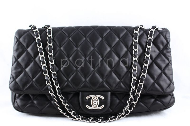 Chanel Black 14in. Coco Rain Jumbo XL Maxi Classic Flap Bag