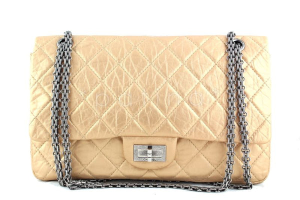 Chanel Pale Gold 12in. 227 Reissue 2.55 Jumbo Classic Double Flap Bag - Boutique Patina
