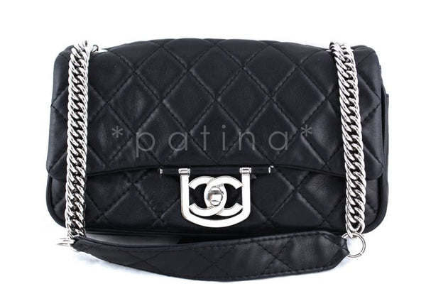 Chanel Black Luxe Icon Classic Flap Chunky Chain Flap Bag - Boutique Patina