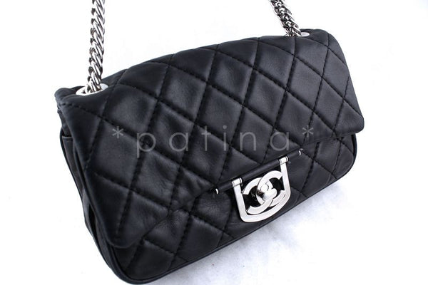 Chanel Black Luxe Icon Classic Flap Chunky Chain Flap Bag - Boutique Patina