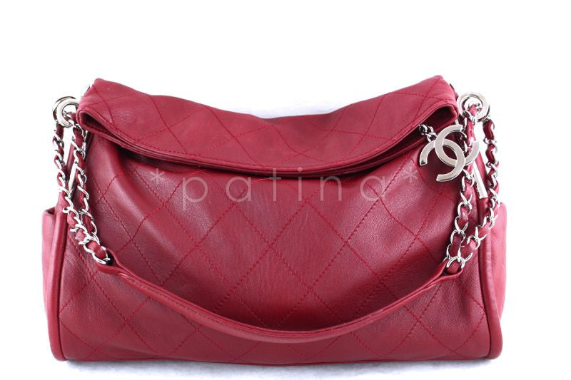 Chanel 13in. Dark Red Lambskin Quilted Ultimate Soft Flap Bag - Boutique Patina