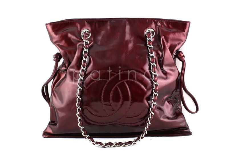 CHANEL Funny Tweed Bon Bon Tote in Burgundy Red Lambskin Leather – Susannah  Designer Consignment