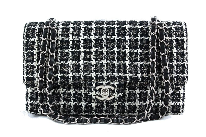 Chanel Vintage 2004 Black White Tweed Medium Classic Double Flap Bag S –  Boutique Patina