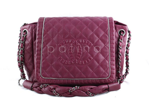 Chanel Dark Pink Istanbul Braided Chain Jumbo Flap Bag - Boutique Patina