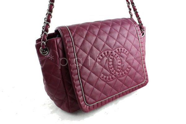 Chanel Dark Pink Istanbul Braided Chain Jumbo Flap Bag - Boutique Patina