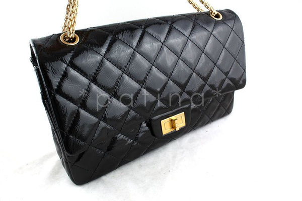 Chanel Patent Leather Classic Jumbo Double Flap Bag (SHF-23196