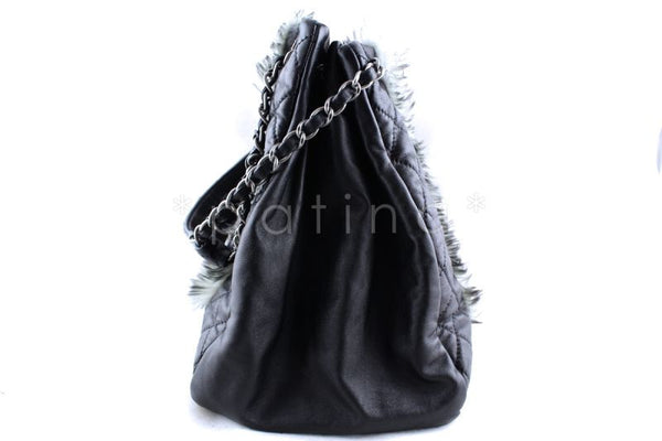 Chanel Rare Black Limited Edition Tweed Lambskin Fringe Hobo Tote Bag - Boutique Patina