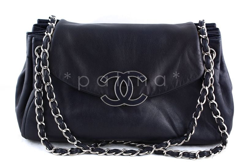 Chanel 13in. Jumbo Maxi Navy Large Sensual Collection Accordion Flap Bag - Boutique Patina