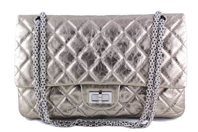Chanel Metallic Pewter 12in. 227 Reissue 2.55 Jumbo Classic Double Fla –  Boutique Patina
