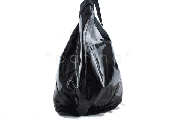 Chanel Black Patent Stretch Spirit XL Cabas Hobo Tote Bag - Boutique Patina