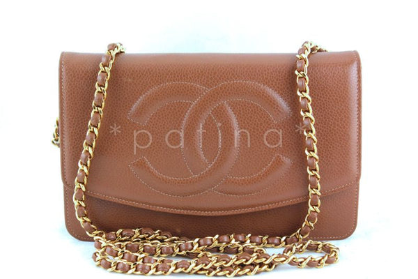 Chanel Camel Beige Caviar Timeless WOC Classic Wallet on Chain Bag, Gold HW - Boutique Patina
