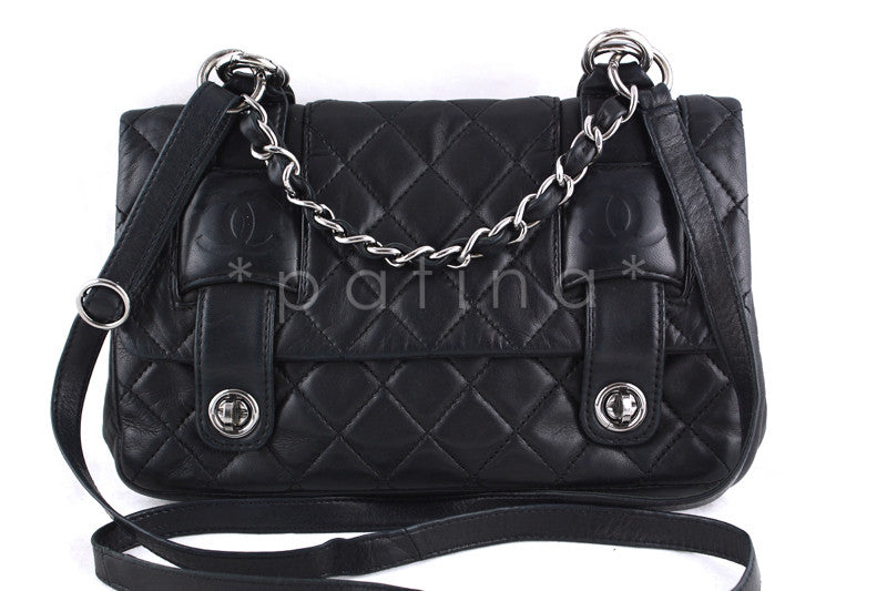 Chanel Black Caviar Quilted Leather Cuba Top Handle Crossbody Bag Chanel