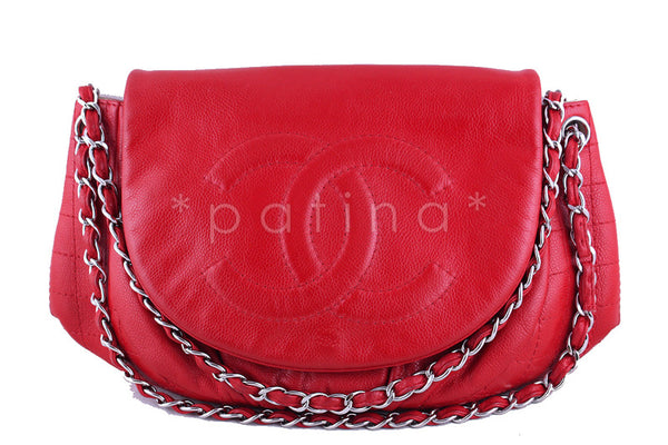 Chanel Red Caviar Half Moon Jumbo XL Timeless Flap Bag - Boutique Patina