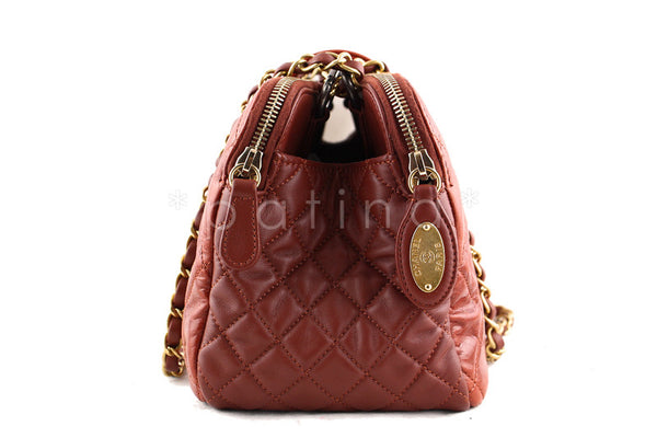 Chanel Brick Red Two-tone Reissue Lock Quilted GST Zip Shopper Tote Bag - Boutique Patina