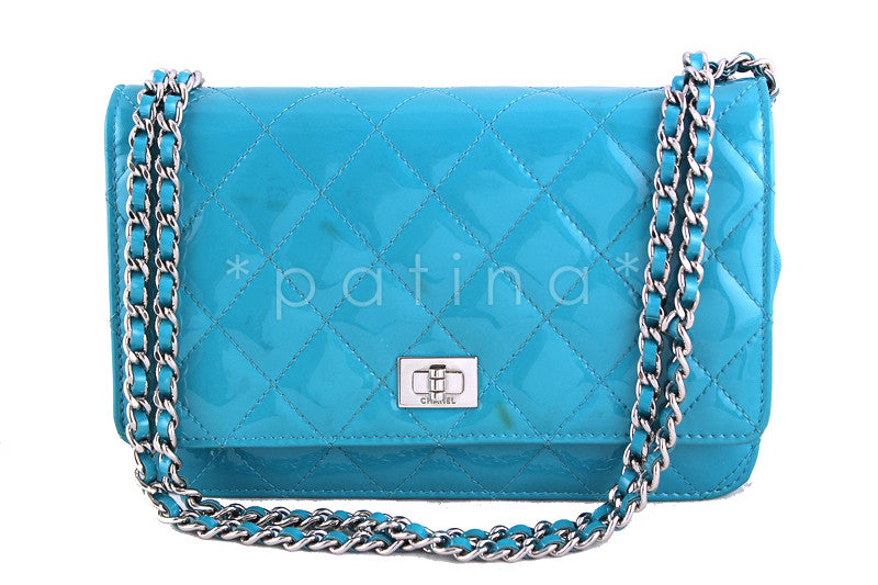 Chanel Turquoise Patent Leather Reissue Wallet On Chain at the best price