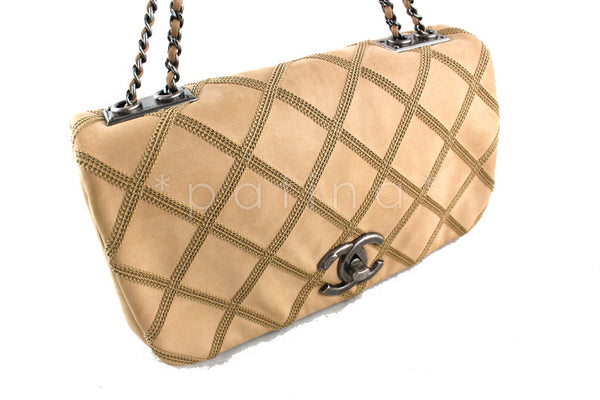 Chanel Beige 10in. Soft Antique Stitched Quilted Classic Flap Bag - Boutique Patina