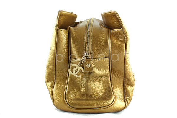 Chanel Gold Patent Shopper Tote GST Grand Luxury Ligne Bag - Boutique Patina
