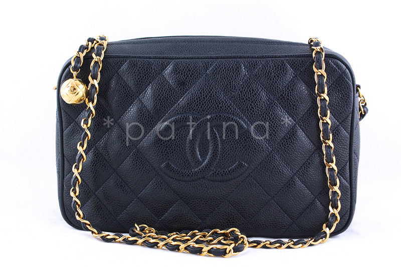Chanel Navy Caviar Classic Quilted Camera Case Bag - Boutique Patina