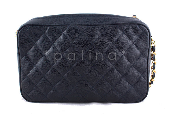 Chanel Navy Caviar Classic Quilted Camera Case Bag - Boutique Patina