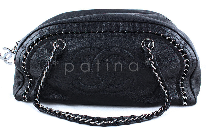 Chanel Black Distressed Luxury Ligne Bowler Bag - Boutique Patina