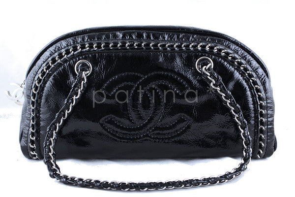 Chanel Black Patent Luxury Ligne Bowler Bag - Boutique Patina