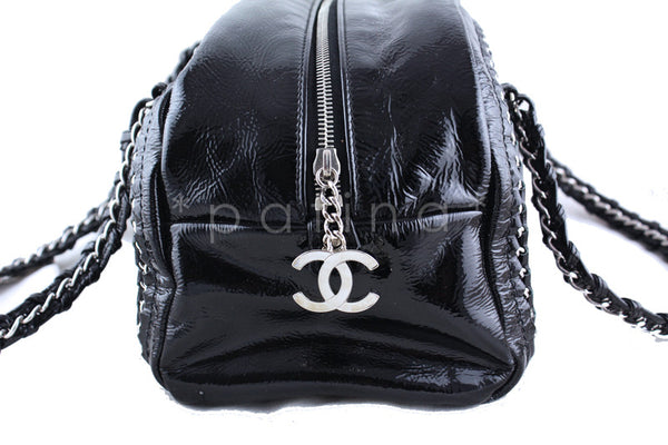 Chanel Black Patent Luxury Ligne Bowler Bag - Boutique Patina