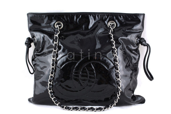 Chanel Black Patent Bon Bons Hobo Tote Bag - Boutique Patina
