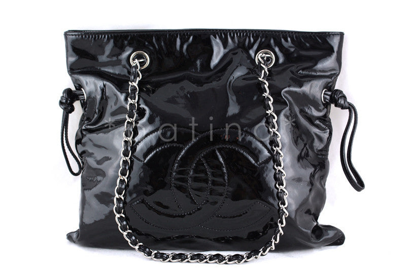 Chanel Black Patent Bon Bons Hobo Tote Bag - Boutique Patina
