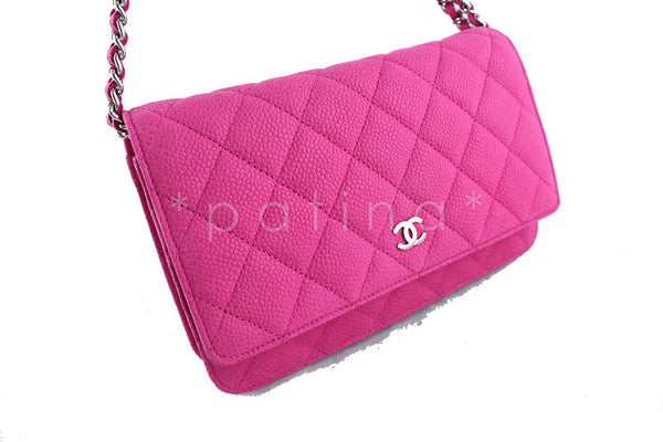 Chanel Fuchsia Pink Caviar Classic  WOC Wallet on Chain Flap Bag - Boutique Patina