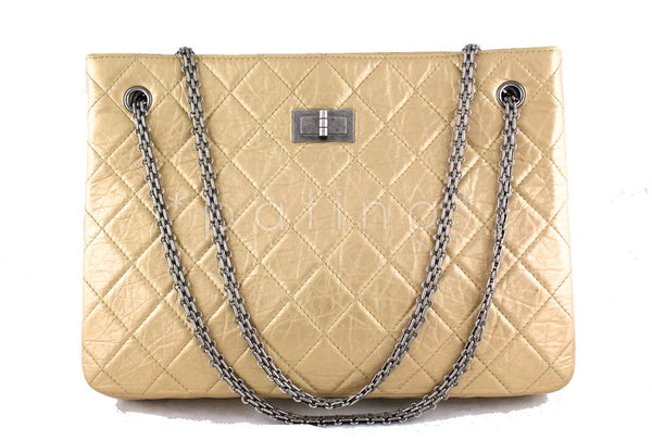 Chanel Pale Gold 2.55 Classic Large Reissue Shopper Tote Bag - Boutique Patina