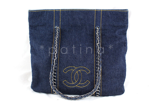 Chanel Blue Denim Luxury Ligne Vertical Tote Bag - Boutique Patina
