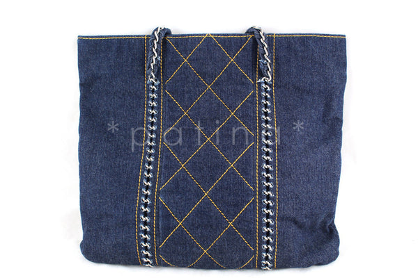 Chanel Blue Denim Luxury Ligne Vertical Tote Bag - Boutique Patina