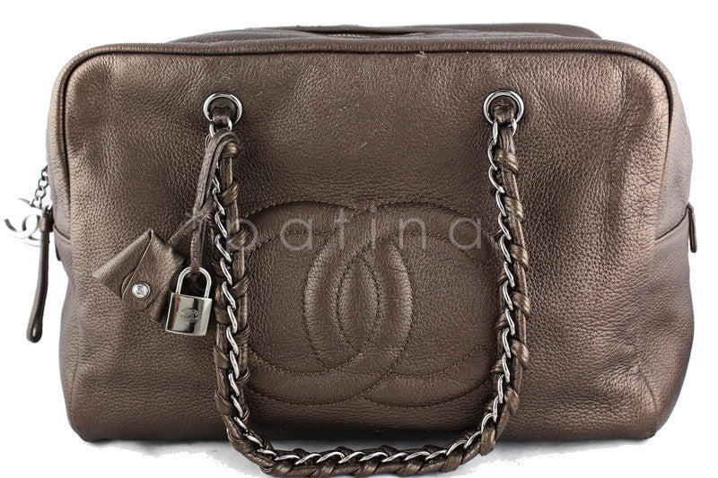 Chanel Bronze Soft Deerskin Luxury Ligne Jumbo XL Bowler Bag - Boutique Patina