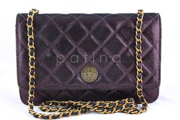Chanel Plum Violet Classic Quilted WOC Wallet on Chain Flap Bag - Boutique Patina