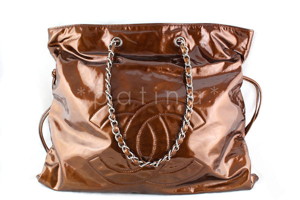 Chanel Bronze Jumbo Patent Bon Bons Cabas Tote Bag - Boutique Patina