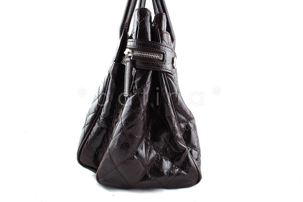 Chanel Dark Chocolate Classic Quilted Executive Tote, Glazed Cerf Brief Bag - Boutique Patina