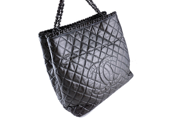 Chanel Metallic Gray "Chain Around" Timeless Jumbo XL Giant Tote Bag - Boutique Patina