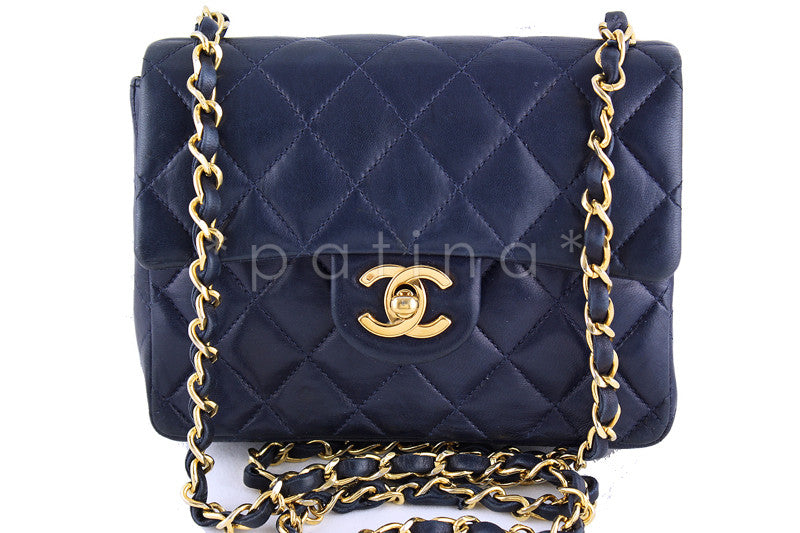Chanel Navy Blue Classic Quilted Mini 2.55 Flap Bag - Boutique Patina