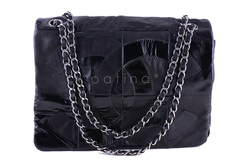 Chanel Black Patent Brooklyn Patchwork Flap  Bag - Boutique Patina