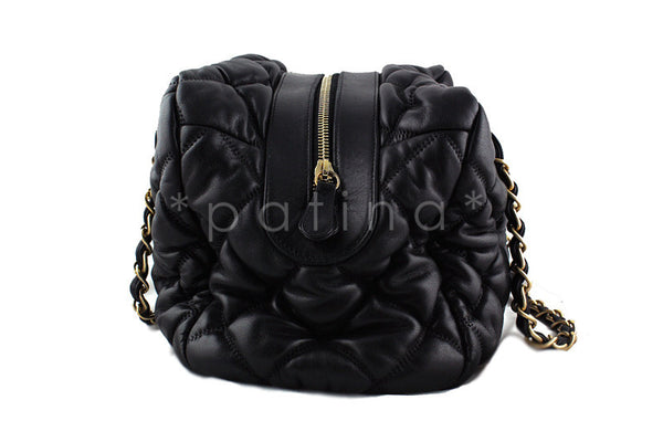 Chanel Black Bubble Quilted Luxe Classic Bowler Tote Bag - Boutique Patina