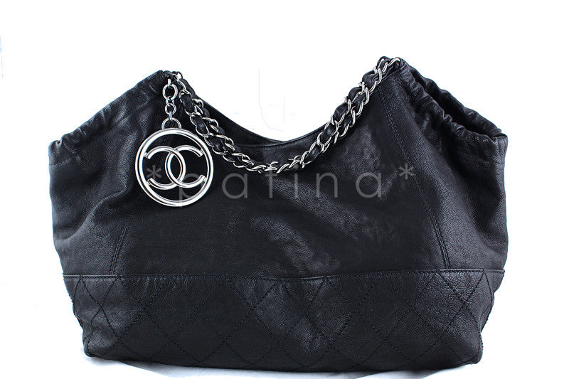 Chanel Coco Mark Matte Caviar Skin Black Women's Tote Bag