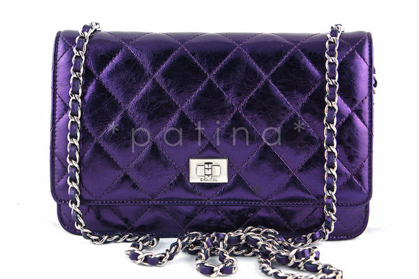 Chanel Metallic Purple Classic Reissue WOC Wallet Chain Purse Bag - Boutique Patina