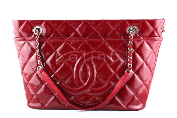 Chanel Red Patent Timeless Grand Shopping Tote GST Bag - Boutique Patina