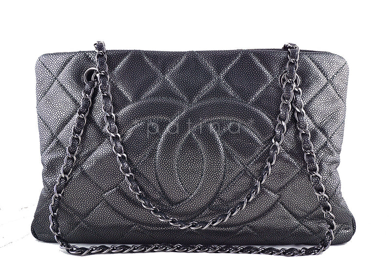 Chanel Pewter Caviar Quilted Timeless Grand Shopping Tote GST Bag - Boutique Patina