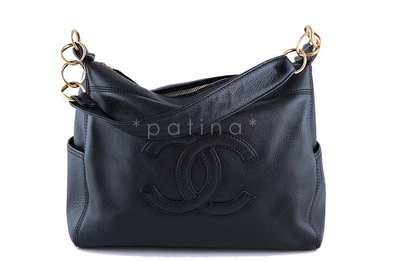 Chanel Black Deerskin Classic Timeless Logo Hobo Bag - Boutique Patina