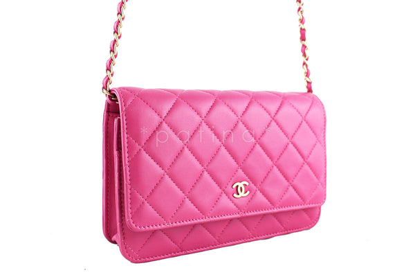 Rare Chanel Rose Pink Classic Quilted WOC Wallet on Chain Flap Bag Gold HW - Boutique Patina