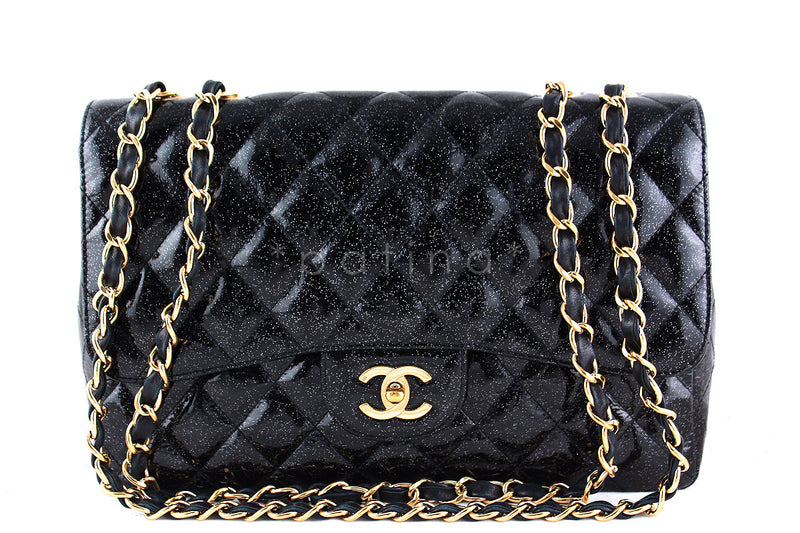 Chanel Jumbo Caviar 11 Large Chain Shoulder Bag Flap Black Quilt E23
