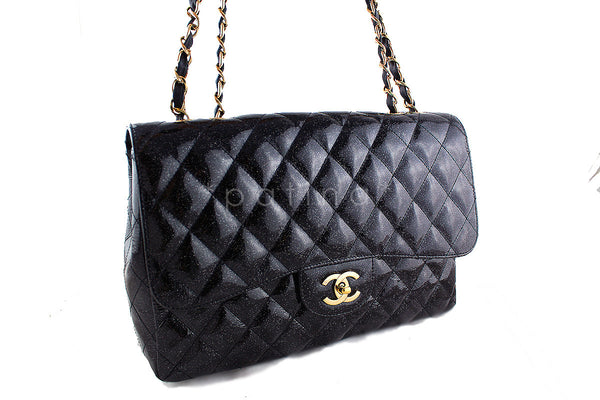 Chanel Rare Glitter Patent Black Jumbo 2.55 Classic Flap Bag - Boutique Patina