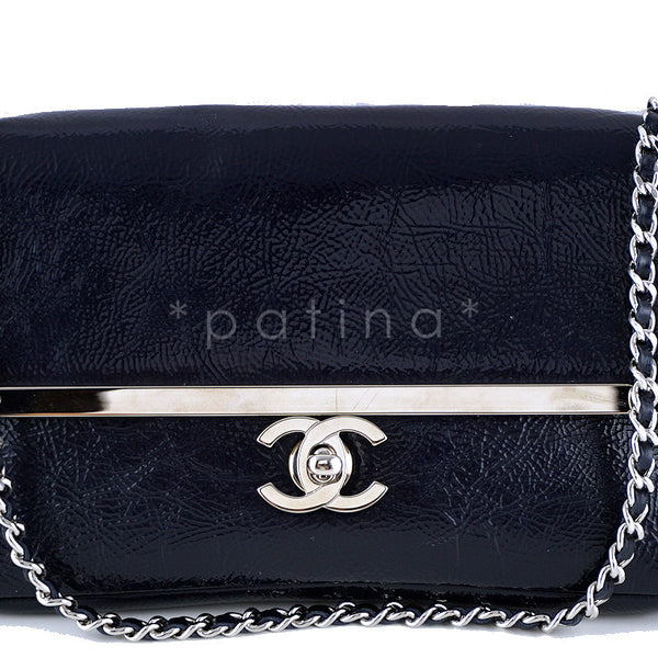 Chanel Navy Patent Lambskin Luxe Frame Classic Flap Bag – Boutique Patina